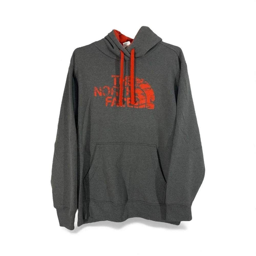 THE NORTH FACE mens half dome pull over hoodie sweatshirt gray orange size XL
